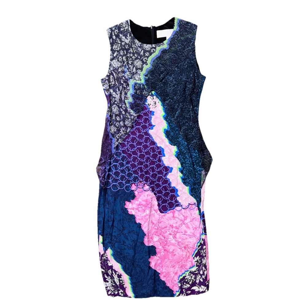 Peter Pilotto Purple Pink Colorful Abstract Print Sheath Shift Dress (40x15)